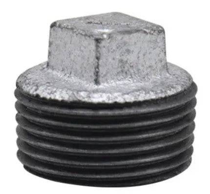 Square Head Plug, Gavanized Steel, 1/4" BSPT