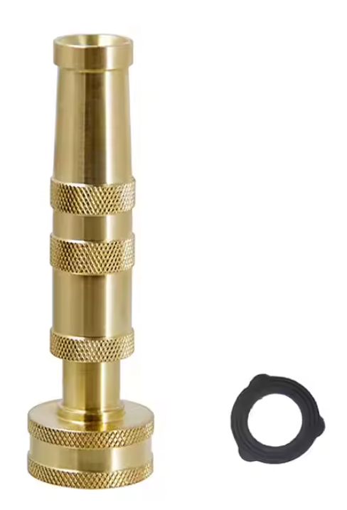 Garden Hose Nozzle, Spray Twist Grip, Brass 4"