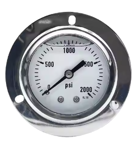 Compound Gauge, Stainless Steel, Rimless Case, Brass Internals, Glycerin, Flange, -1/+6 BAR, 100mm