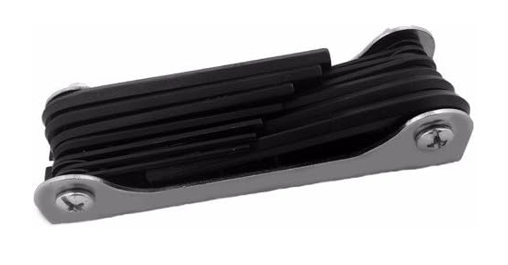 Folding Hex Key Set, Chrome, 5-Pcs, 3/16-3/8''