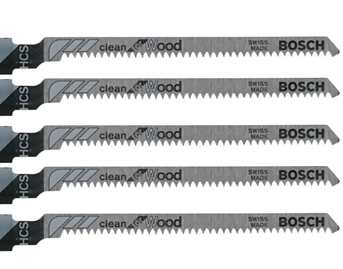 Jig Saw Blades, Clean For Wood, High Carbon Steel, 3-1/4", 20 TPI, 5 Pk