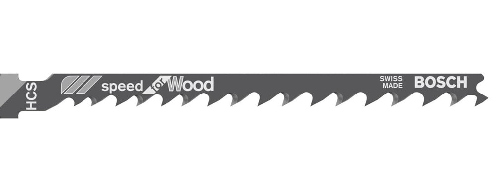 Jig Saw Blades, Speed For Wood, High Speed Steel, 4", 6 TPI, 5 Pk